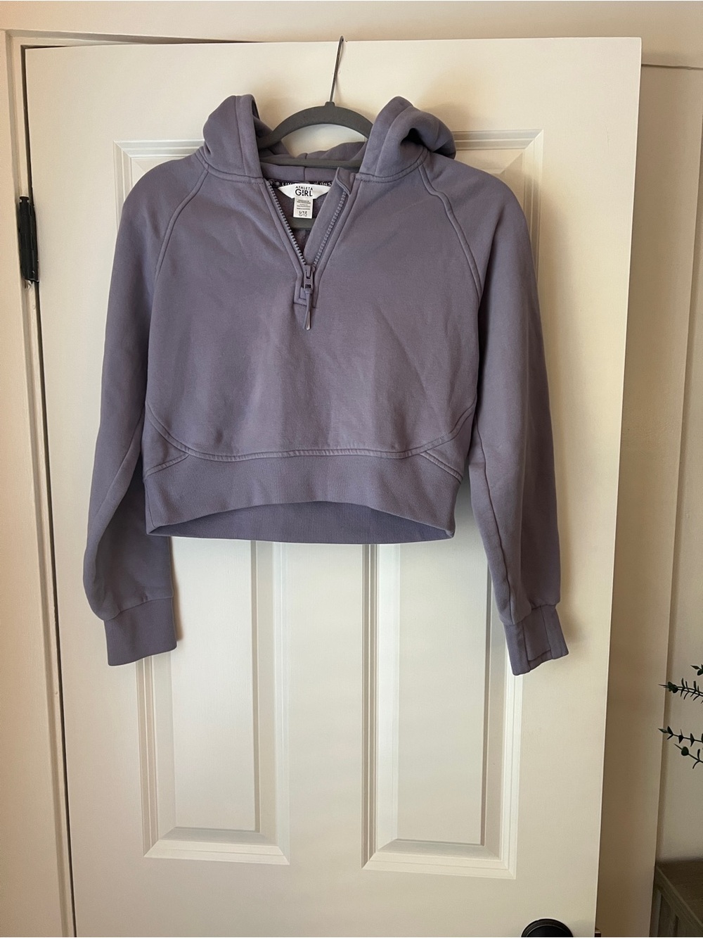 Athleta Girl Cropped Lavender Half-Zip Hoodie
